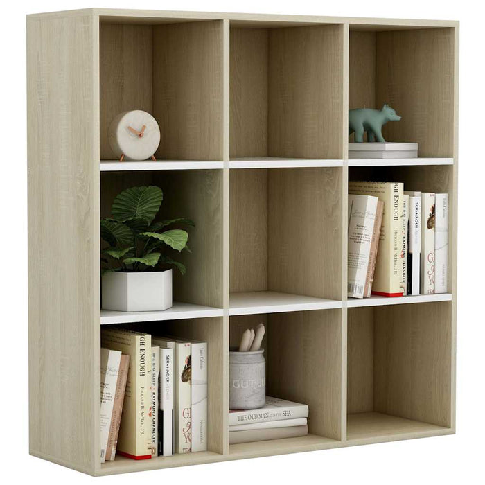 Bibliotecă, alb și stejar sonoma, 98x29x97,5 cm, lemn prelucrat WALTI