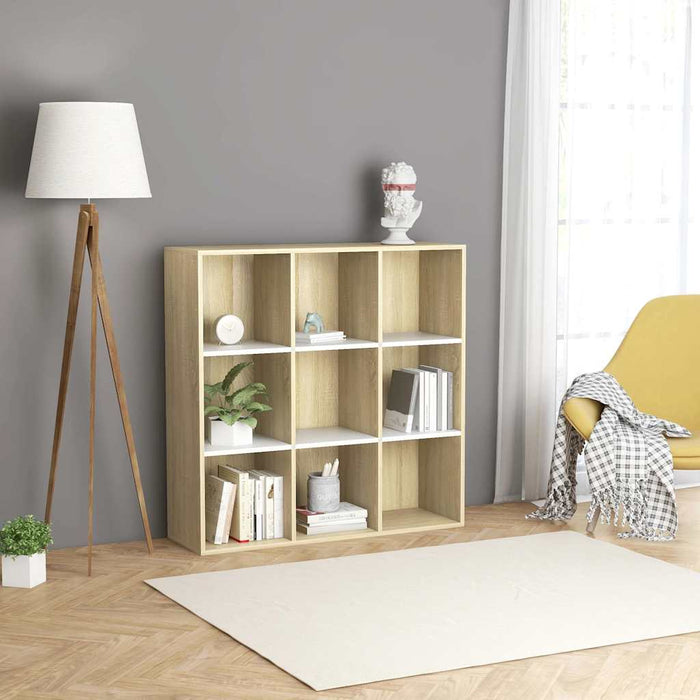 Bibliotecă, alb și stejar sonoma, 98x29x97,5 cm, lemn prelucrat WALTI