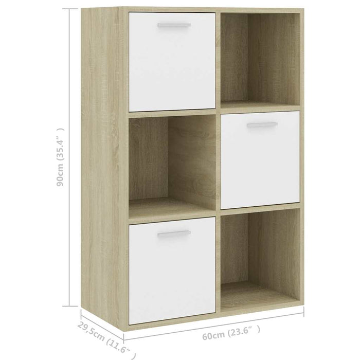 Dulap de depozitare alb & stejar Sonoma 60 x 29,5 x 90 cm PAL WALTI