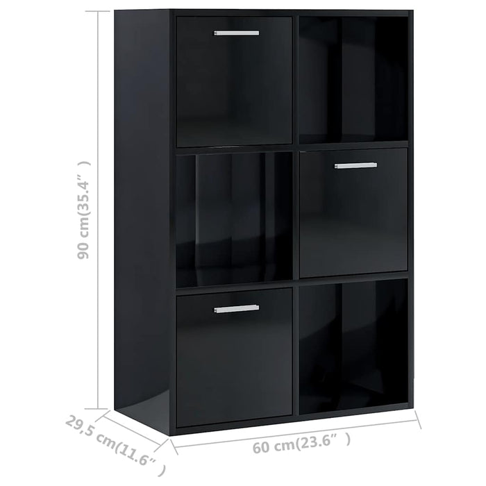 Dulap de depozitare, negru extralucios, 60 x 29,5 x 90 cm, PAL WALTI