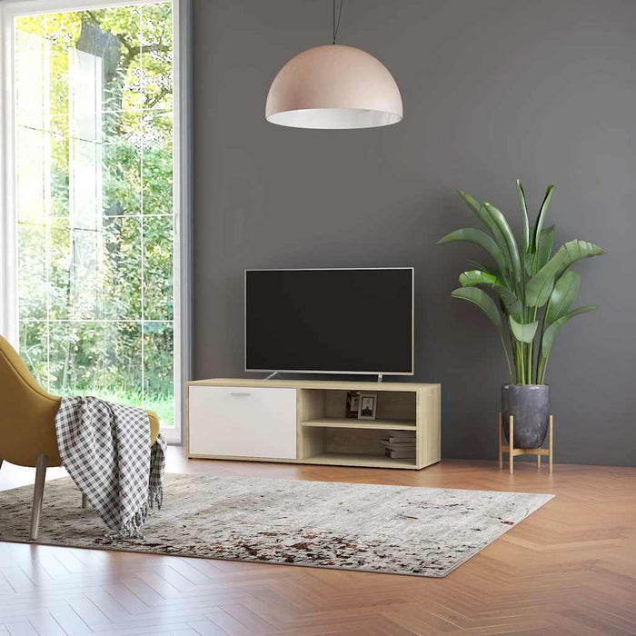 Dulap TV, alb/stejar Sonoma, 120 x 34 x 37 cm, lemn prelucrat WALTI