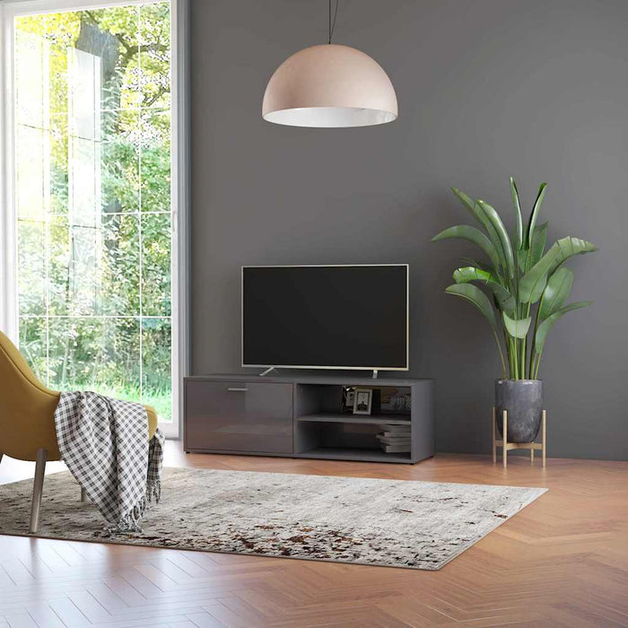 Dulap TV, gri extralucios, 120x34x37 cm, lemn prelucrat WALTI