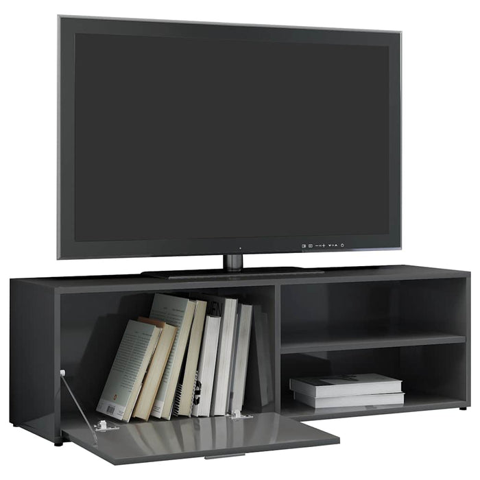 Dulap TV, gri extralucios, 120x34x37 cm, lemn prelucrat WALTI
