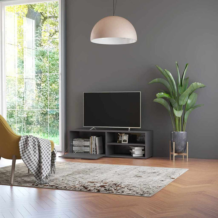 Dulap TV, gri extralucios, 120x34x37 cm, lemn prelucrat WALTI