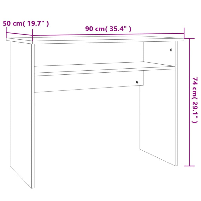 Birou, gri beton, 90 x 50 x 74 cm, lemn prelucrat - WALTI WALTI