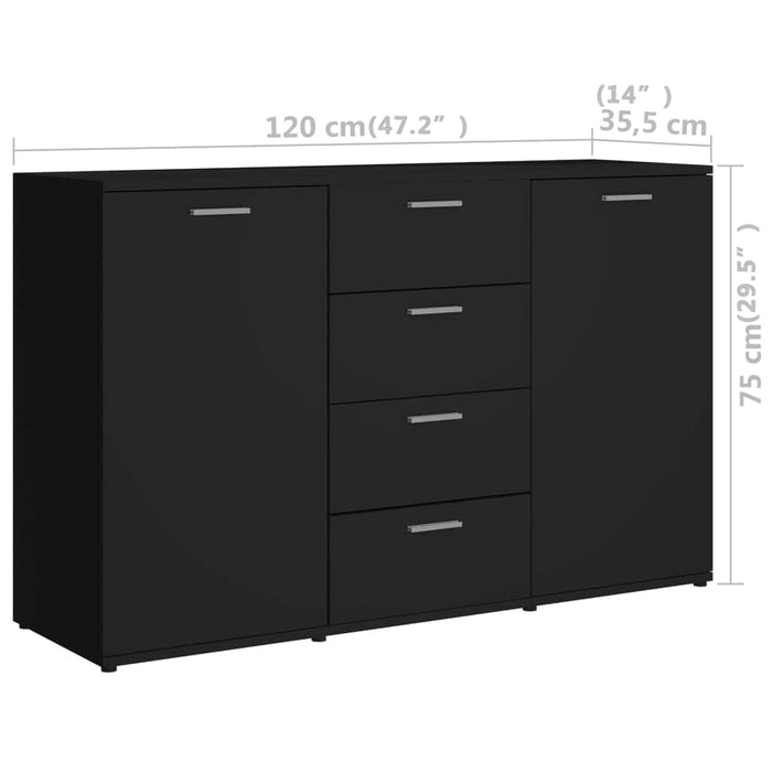 Servantă, negru, 120 x 35,5 x 75 cm, lemn prelucrat WALTI