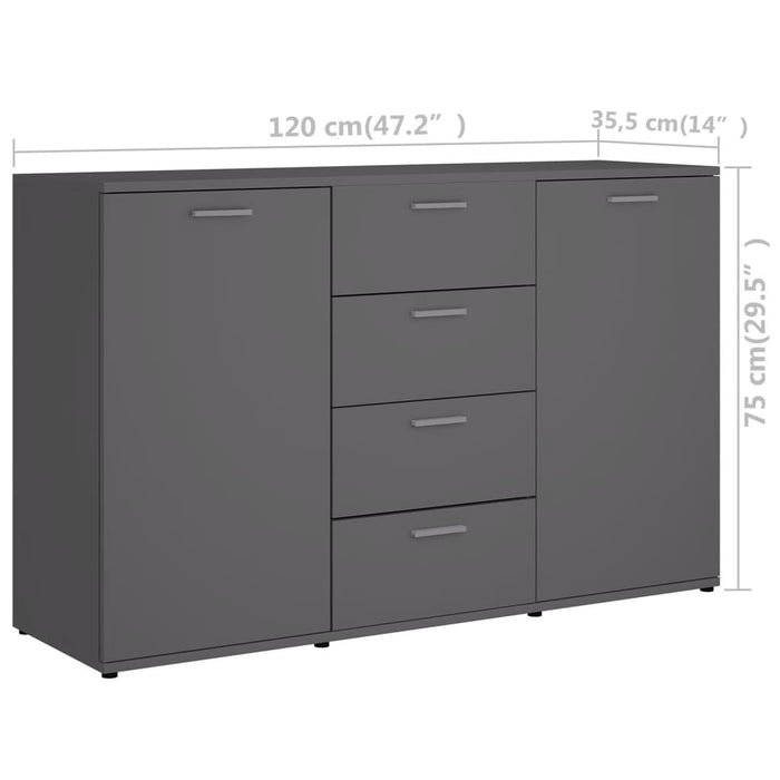 Dulap, gri, 120 x 35,5 x 75 cm, lemn prelucrat WALTI