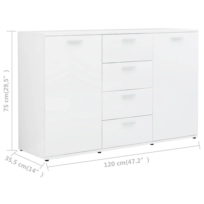 Dulap, alb extralucios, 120 x 35,5 x 75 cm, lemn prelucrat WALTI
