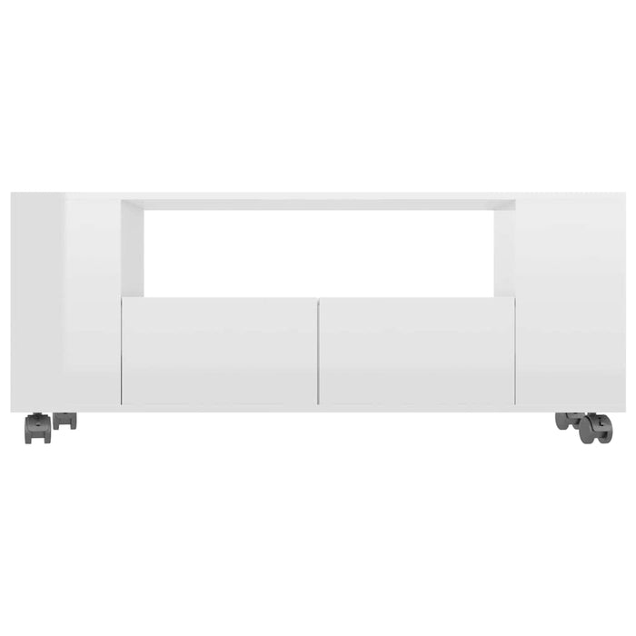 Comodă TV, alb extralucios, 120x35x48 cm, lemn prelucrat WALTI
