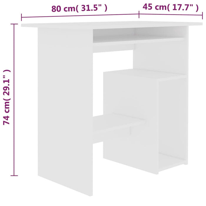 Birou, alb, 80 x 45 x 74 cm, lemn prelucrat - WALTI WALTI