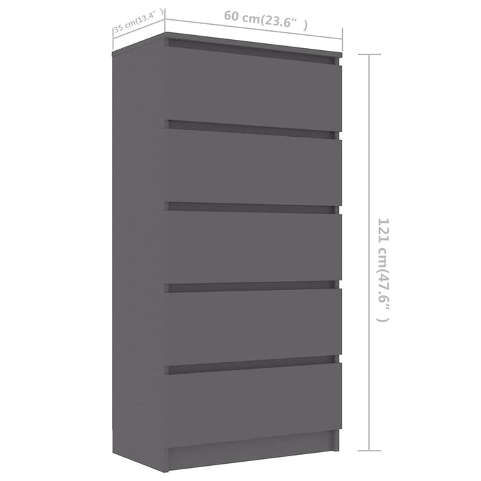 Dulap cu sertare, gri, 60x35x121 cm, lemn prelucrat WALTI