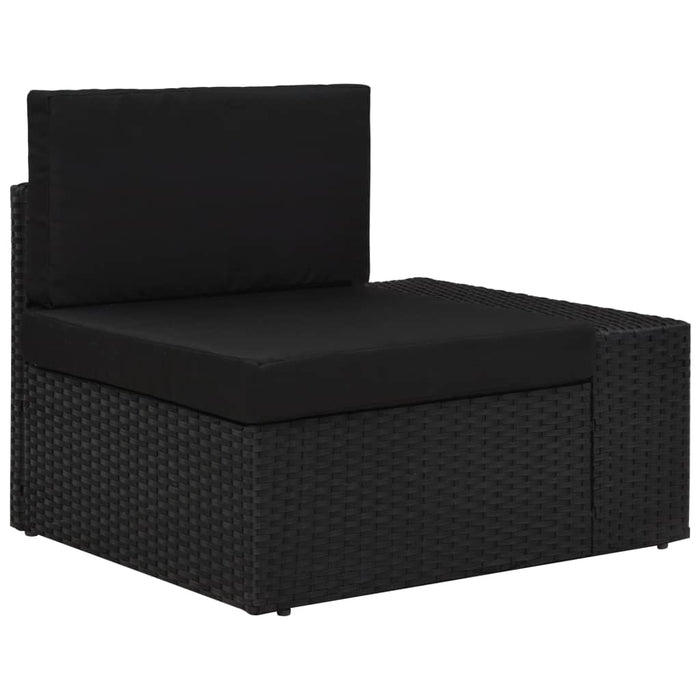Canapea de colț modulară cu cotieră stânga, negru, poliratan - WALTI WALTI