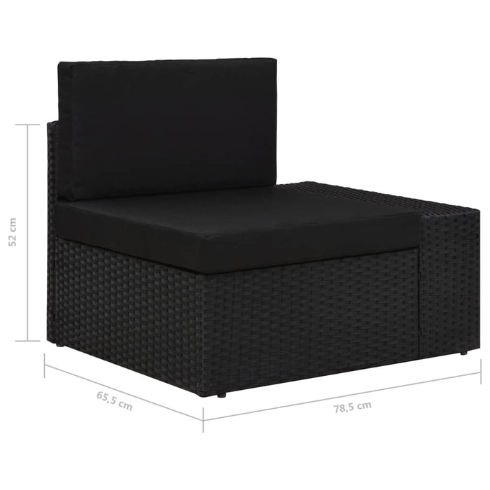 Canapea de colț modulară cu cotieră stânga, negru, poliratan - WALTI WALTI