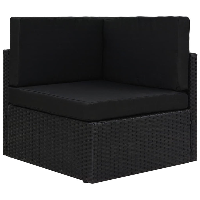 Canapea de colț modulară, negru, poliratan - WALTI WALTI