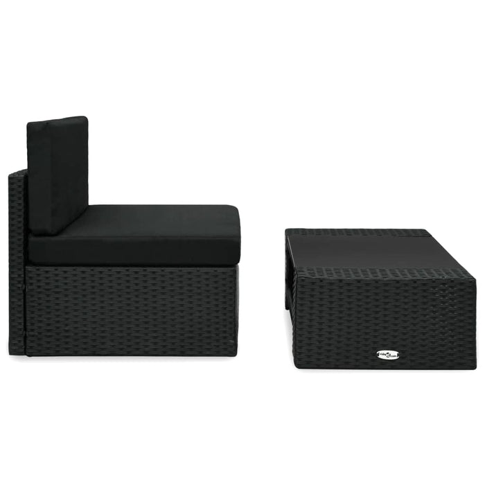 Set mobilier de grădină, 2 piese, negru, poliratan - WALTI WALTI