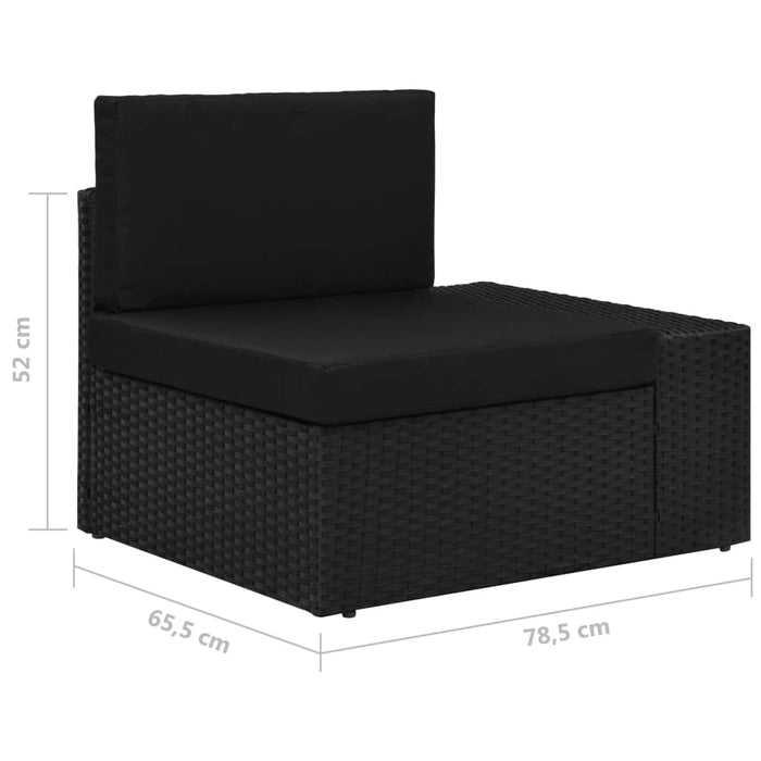 Canapea modulară cu 2 locuri, negru, poliratan WALTI