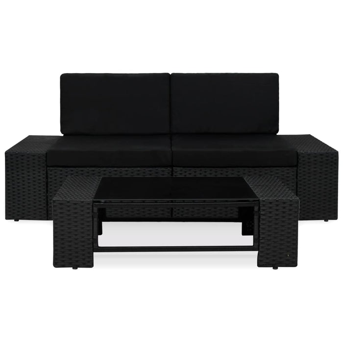 Set mobilier de grădină, 3 piese, negru, poliratan - WALTI WALTI