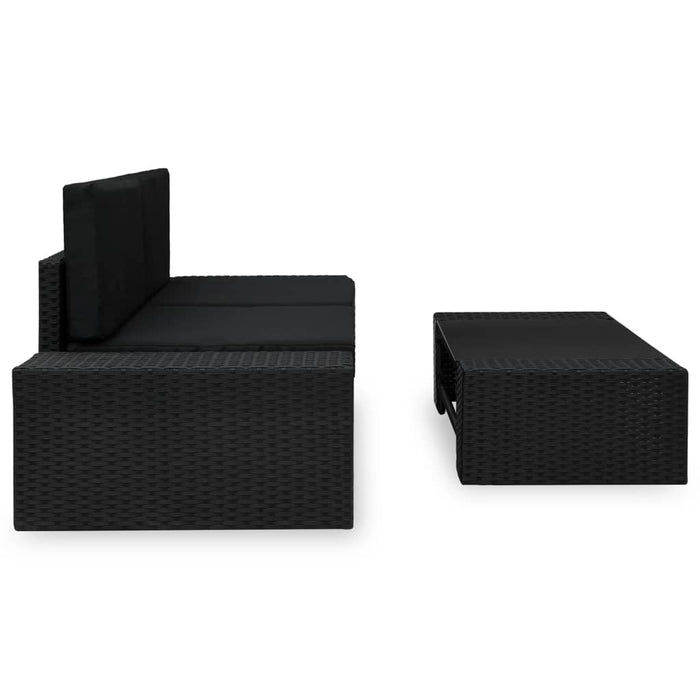 Set mobilier de grădină, 3 piese, negru, poliratan - WALTI WALTI