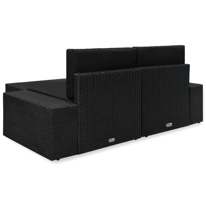 Set mobilier de grădină, 3 piese, negru, poliratan - WALTI WALTI