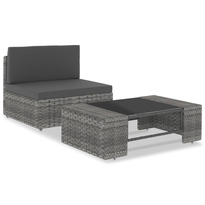 Set mobilier de grădină, 2 piese, gri, poliratan - WALTI WALTI
