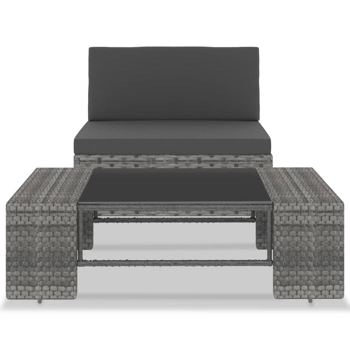 Set mobilier de grădină, 2 piese, gri, poliratan - WALTI WALTI