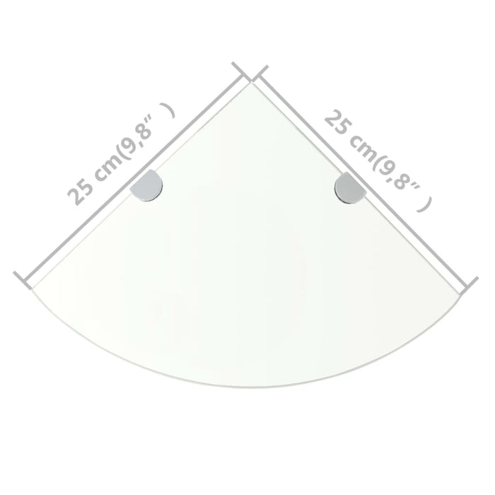 Rafturi de colț cu suporturi crom 2 buc. transparent 25x25 cm sticlă WALTI