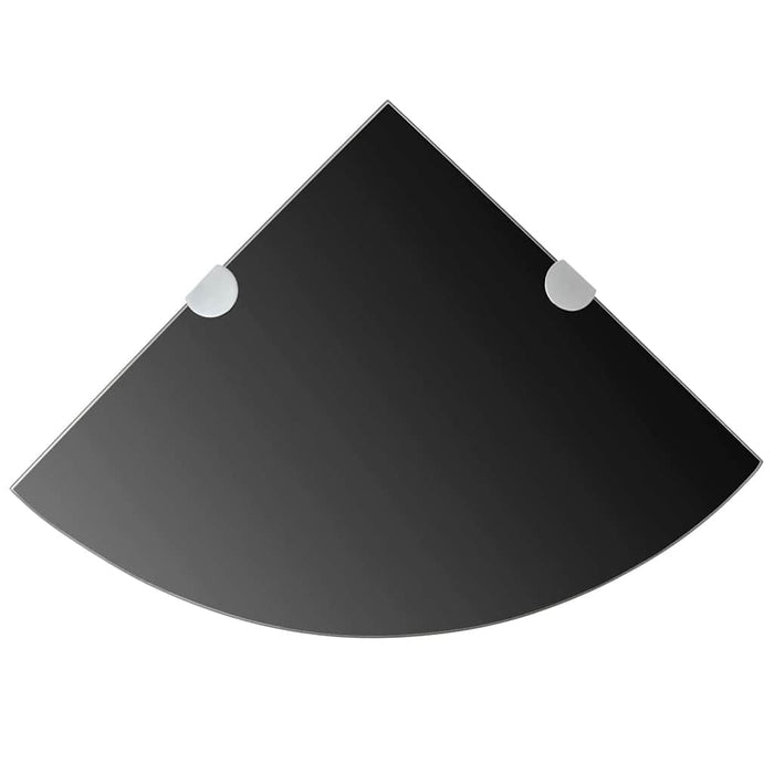 Rafturi de colț cu suporturi crom 2 buc. negru 25x25 cm sticlă WALTI