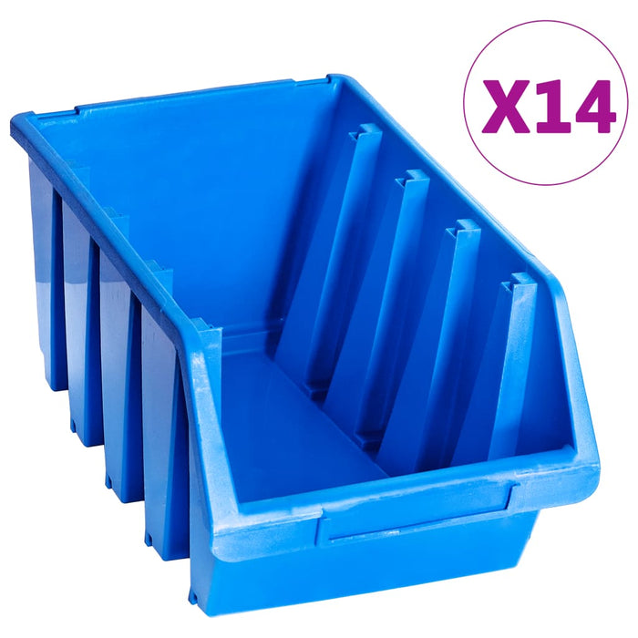 Cutii de depozitare stivuibile, 14 buc., albastru, plastic - WALTI WALTI