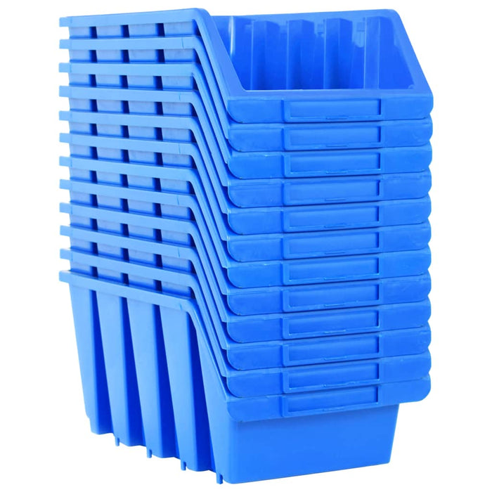 Cutii de depozitare stivuibile, 14 buc., albastru, plastic - WALTI WALTI