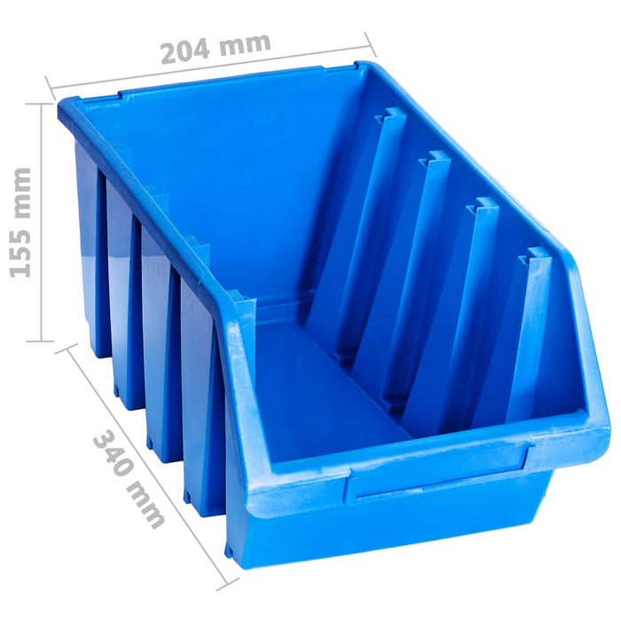 Cutii de depozitare stivuibile, 14 buc., albastru, plastic - WALTI WALTI