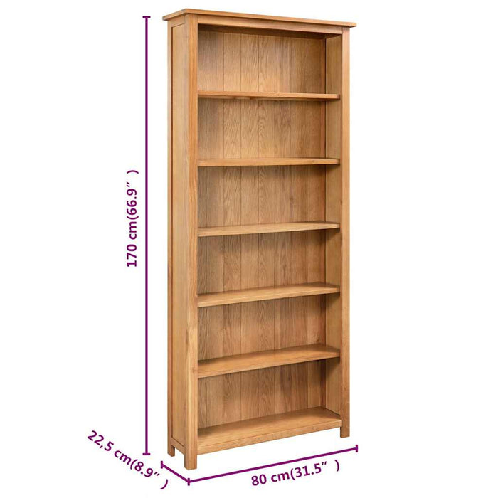 Bibliotecă cu 6 rafturi, 80 x 22,5 x 170 cm, lemn masiv stejar WALTI