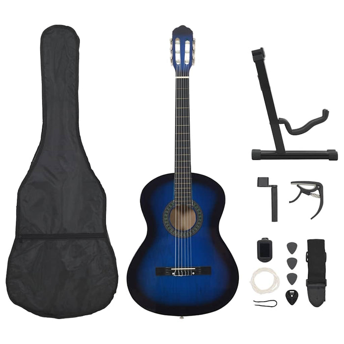 Set chitară clasică începători, 12 piese, albastru, 4/4 39" - WALTI WALTI