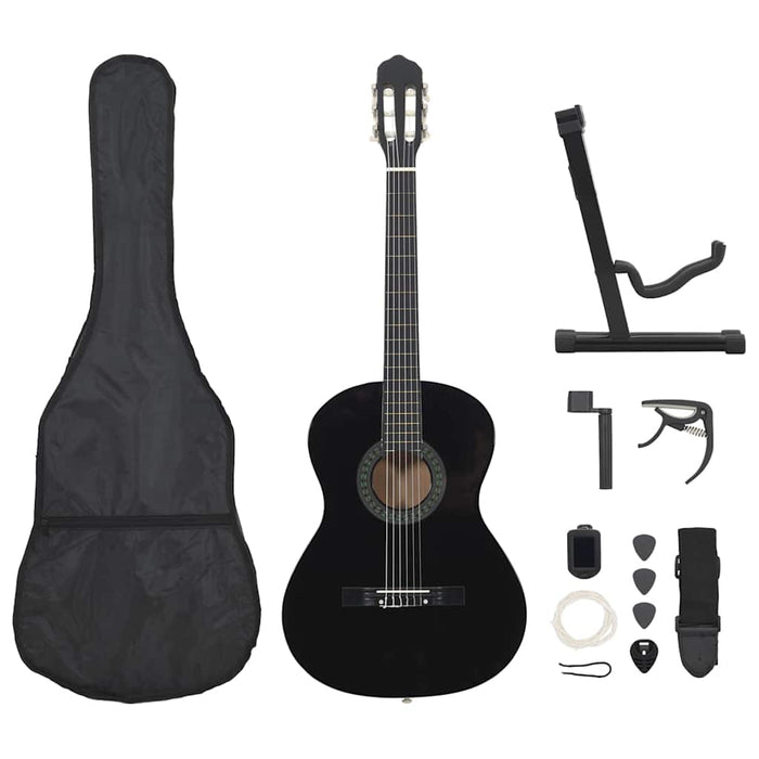 Set de chitară clasică începători, 12 piese, negru, 4/4 39" - WALTI WALTI