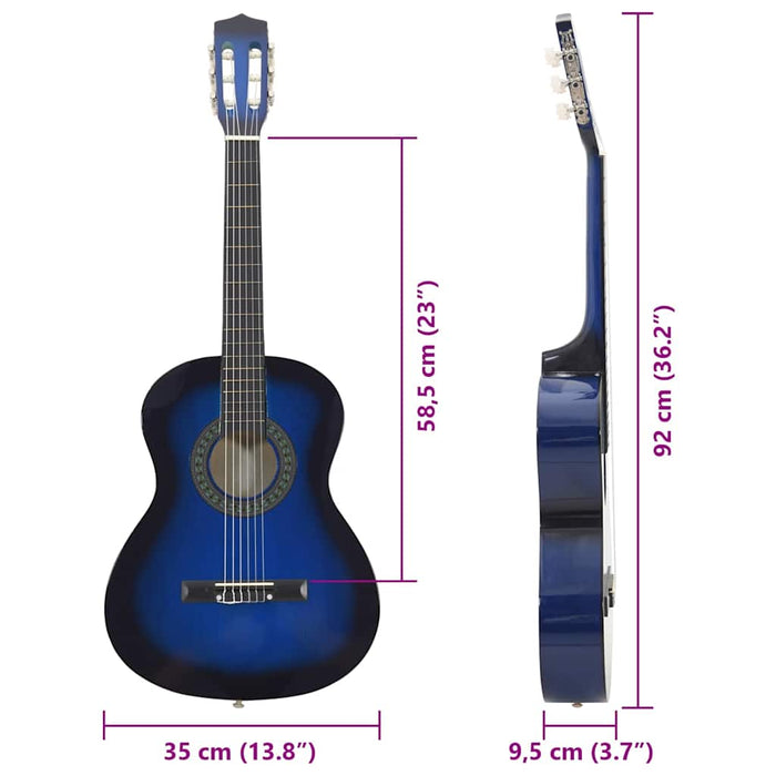 Set de chitară clasică începători, 8 piese, albastru, 3/4 36" - WALTI WALTI