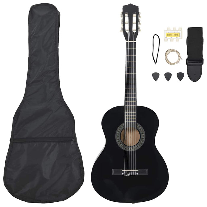 Set de chitară clasică pentru copii, 8 piese, negru, 3/4 36" - WALTI WALTI