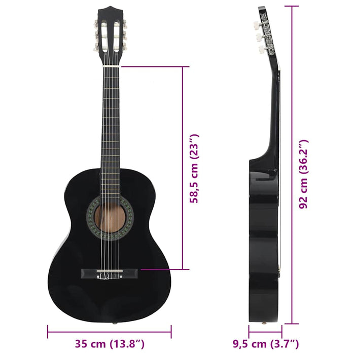 Set de chitară clasică pentru copii, 8 piese, negru, 3/4 36" - WALTI WALTI
