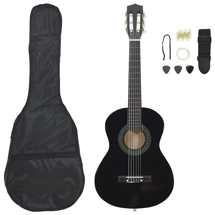 Set de chitară clasică începători, 8 piese, negru, 1/2 34" - WALTI WALTI