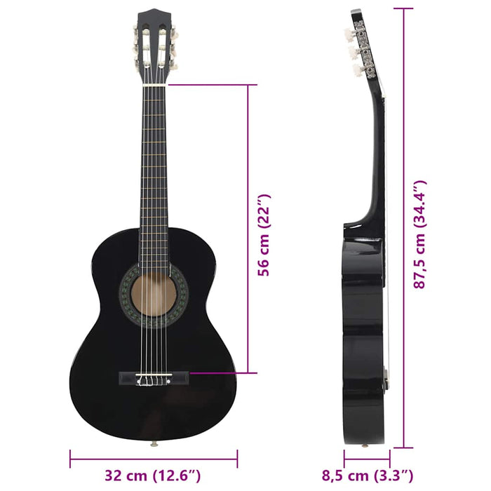 Set de chitară clasică începători, 8 piese, negru, 1/2 34" - WALTI WALTI