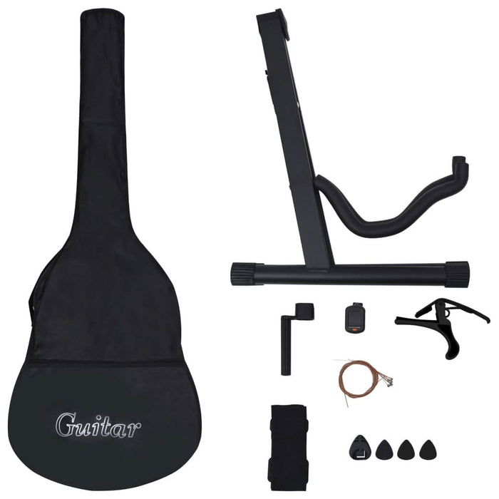 Set chitară clasică occidentală 12 piese 6 corzi negru 38" - WALTI WALTI