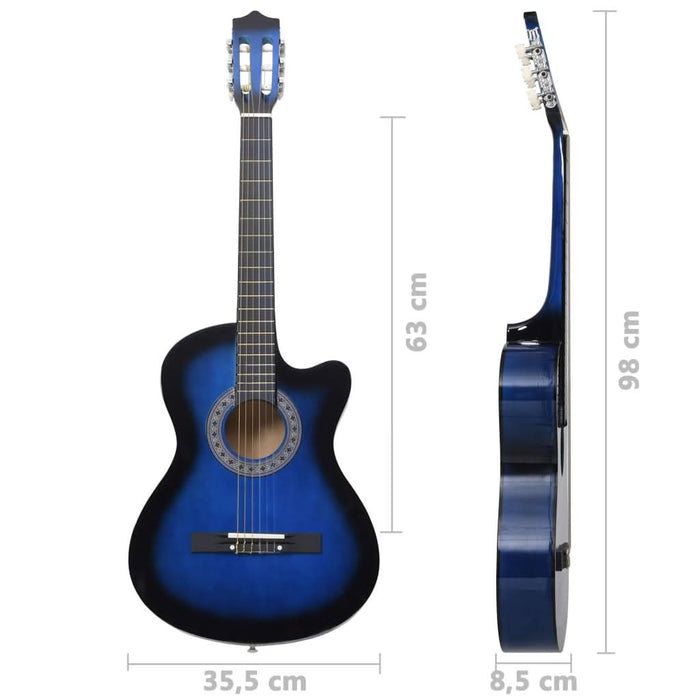Chitară clasică occidentală, 6 corzi, albastru ombre 38" - WALTI WALTI