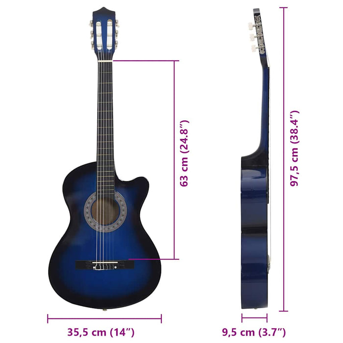 Chitară clasică occidentală, 6 corzi, albastru ombre 38" - WALTI WALTI