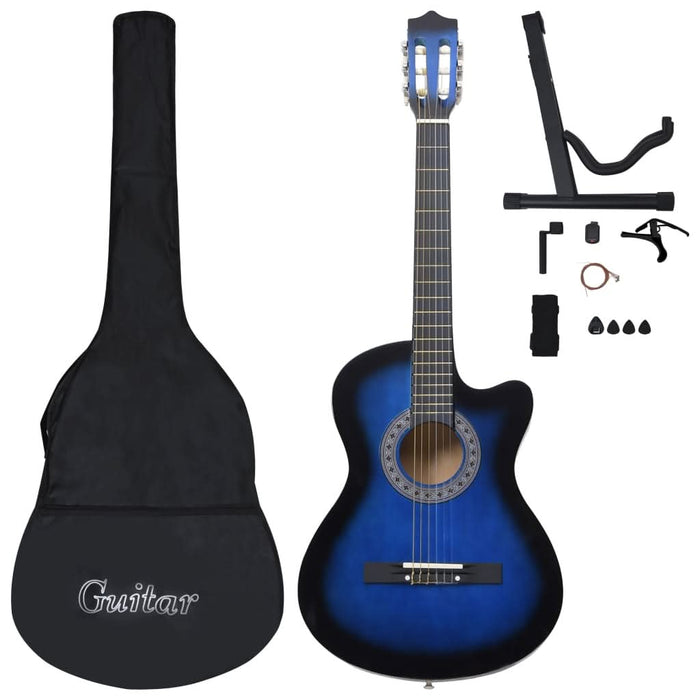 Set chitară clasică occidentală 12 piese 6 corzi albastru 38" - WALTI WALTI