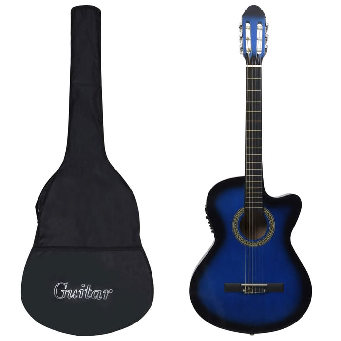 Set chitară acustică cu egalizator, 12 piese 6 corzi, albastru - WALTI WALTI