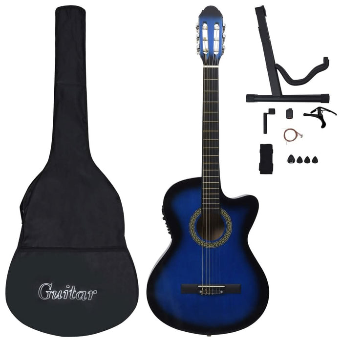 Set chitară acustică cu egalizator, 12 piese 6 corzi, albastru - WALTI WALTI