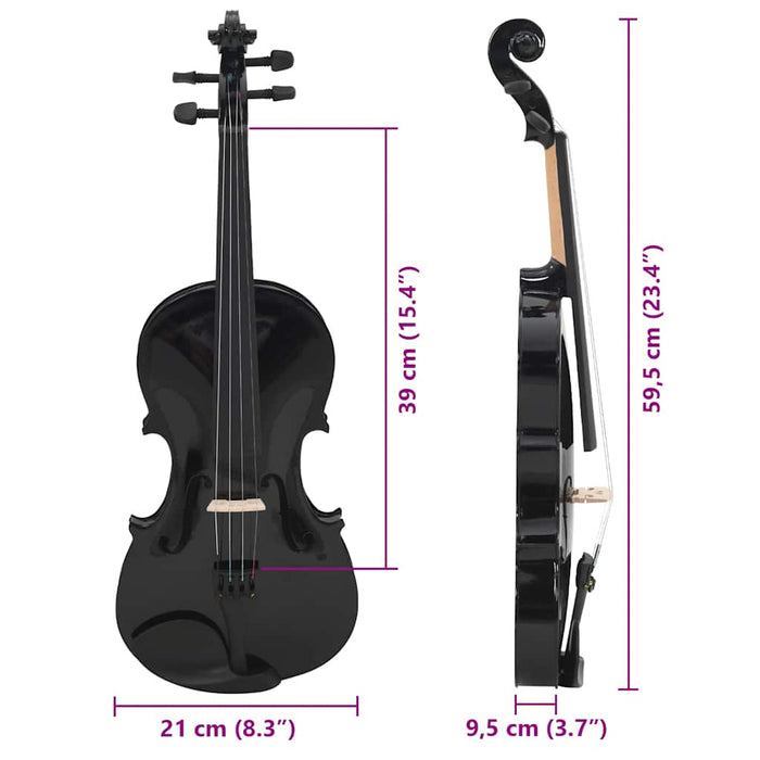 Set complet vioară cu arcuș și suport bărbie, negru 4/4 - WALTI WALTI