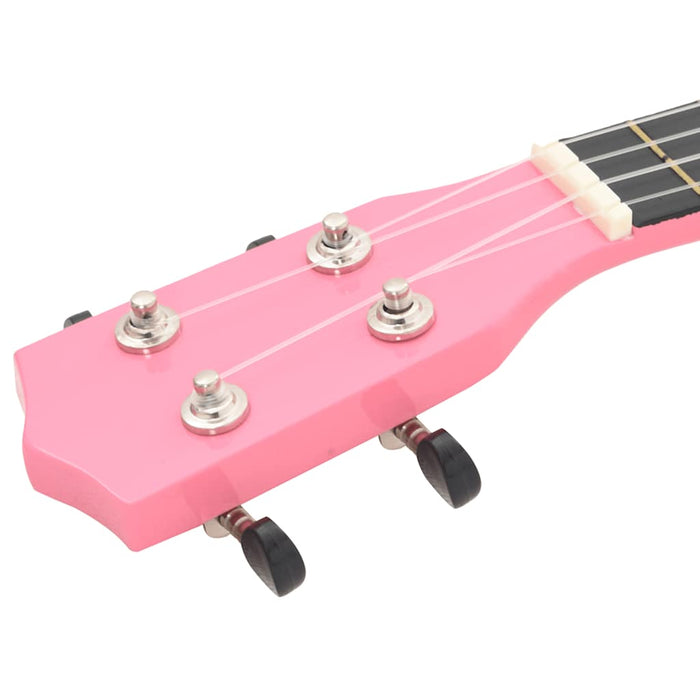 Set ukulele soprano, cu husă, pentru copii, roz, 21" - WALTI WALTI