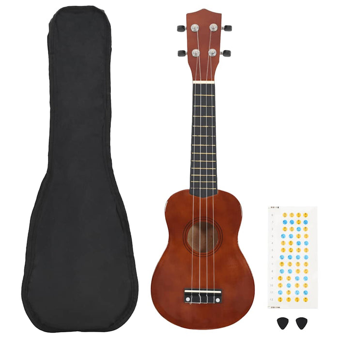 Set ukulele Soprano pentru copii, cu husă, natural, 23" - WALTI WALTI