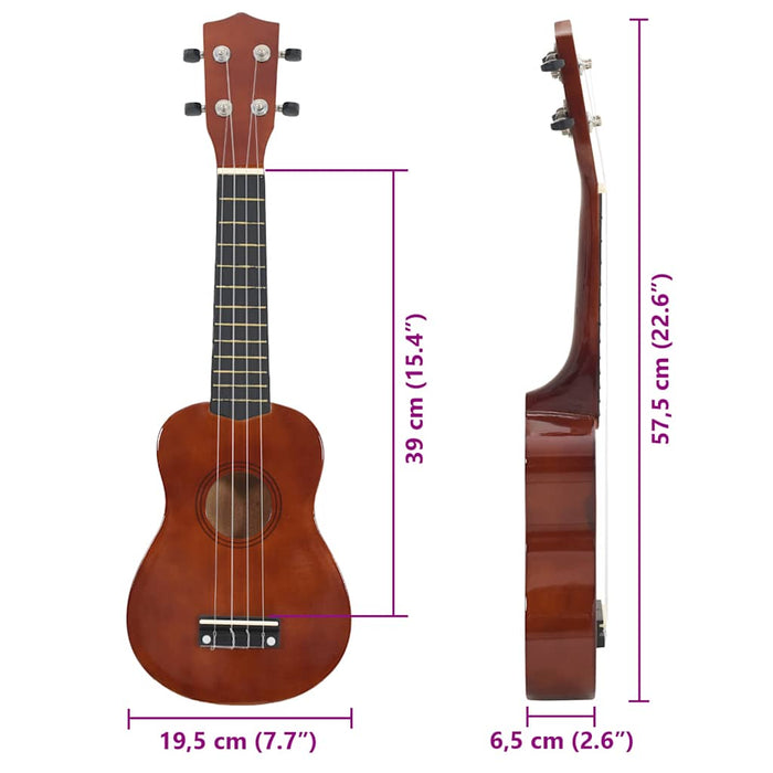 Set ukulele Soprano pentru copii, cu husă, natural, 23" - WALTI WALTI
