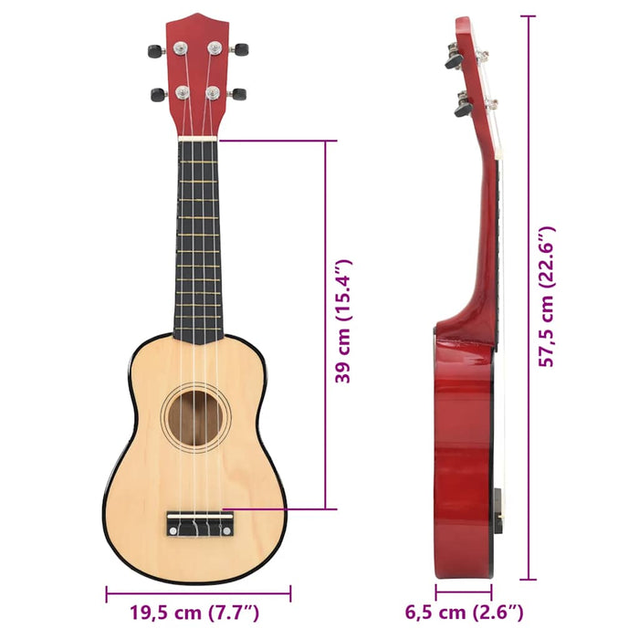Set ukulele Soprano pentru copii, cu husă, natural, 23" - WALTI WALTI