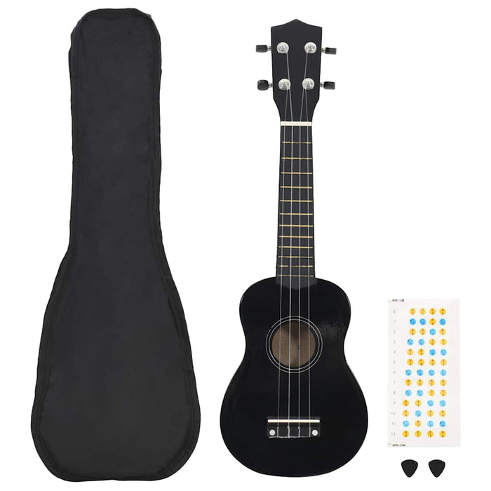 Set ukulele Soprano pentru copii, cu husă, negru, 23" - WALTI WALTI